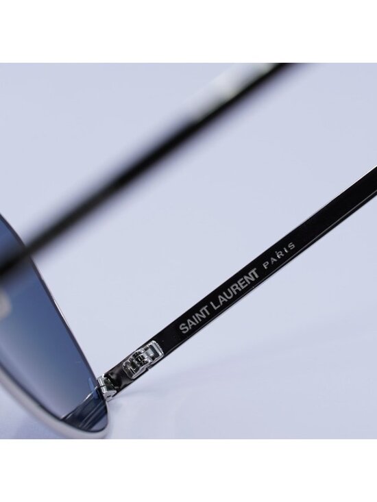 Saint Laurent SL690 DUST 003 Sunglasses Silver Aviator Frame, Blue Lenses main image 8